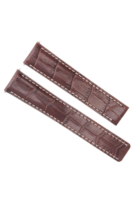 20MM/18MM LEATHER STRAP WATCH BAND FOR BREITLING PILOT DEPLOYMENT CLASP BROWN WS