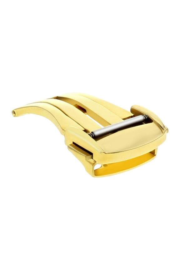 20MM BUCKLE STRAP BAND LEATHER FOR OMEGA SPEEDMASTER SEAMASTER PLANET CLASP GOLD