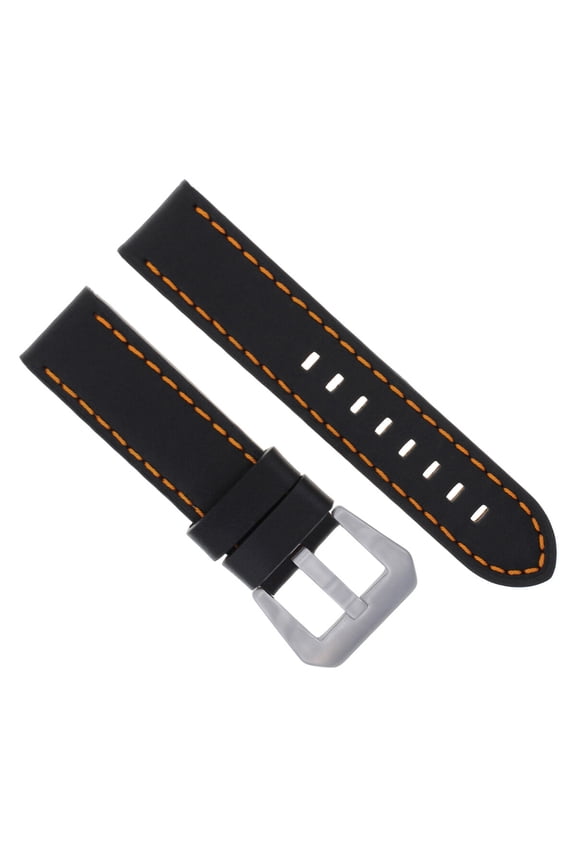 20MM COW LEATHER WATCH BAND STRAP FOR BREITLING PILOT COLT BLACK ORANGE STITCH