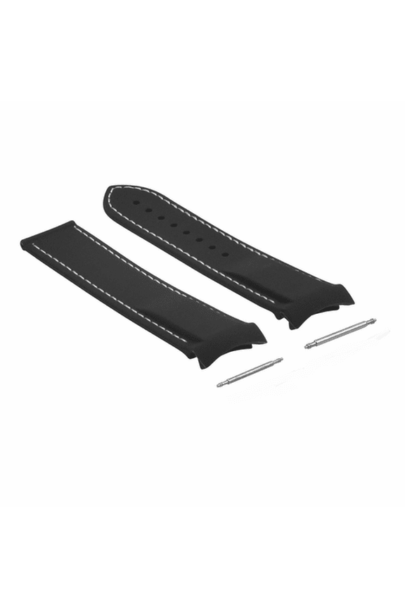 20MM CURVED END RUBBER DIVER STRAP BAND 41MM FOR OMEGA SEAMASTER BLACK WHITE STITCH
