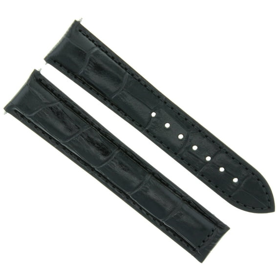20MM GENUINE LEATHER WATCH STRAP BAND DEPLOYMENT CLASP FOR ZENITH WATCH BLACK