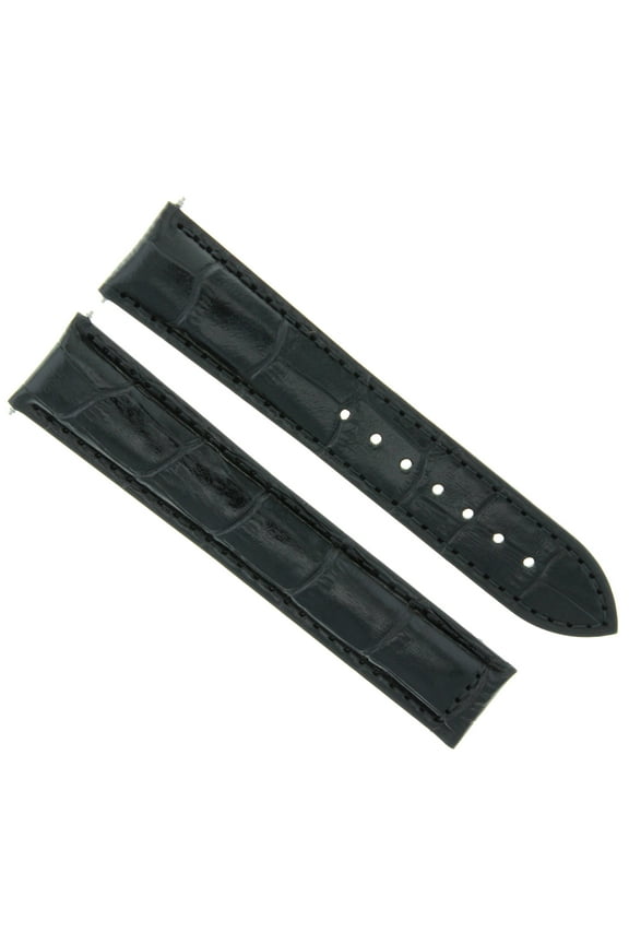 20MM GENUINE LEATHER WATCH STRAP BAND DEPLOYMENT CLASP FOR ZENITH WATCH BLACK