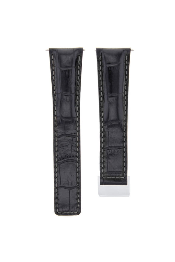 20MM LEATHER BAND STRAP CLASP FOR BREITLING CHRONOMAT EVOLUTION BLACK BRUSH