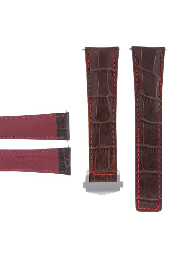 20MM LEATHER BAND STRAP CLASP FOR TAG HEUER CARRERA MONACO BROWN ORANGE STITCH