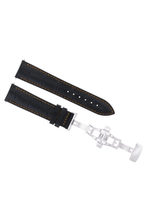 20MM LEATHER WATCH STRAP BAND FOR OMEGA SEAMASTER SPEEDMASTER MARK II BLACK OS