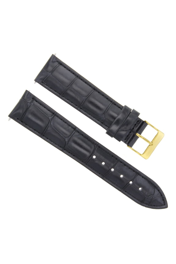 20MM LEATHER BAND STRAP FOR JAEGER LECOULTRE WATCH BLACK GOLD