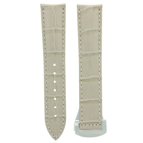20MM LEATHER BAND STRAP FOR OMEGA SEAMASTER SPEEDMASTER MOON + CLASP BEIGE WS