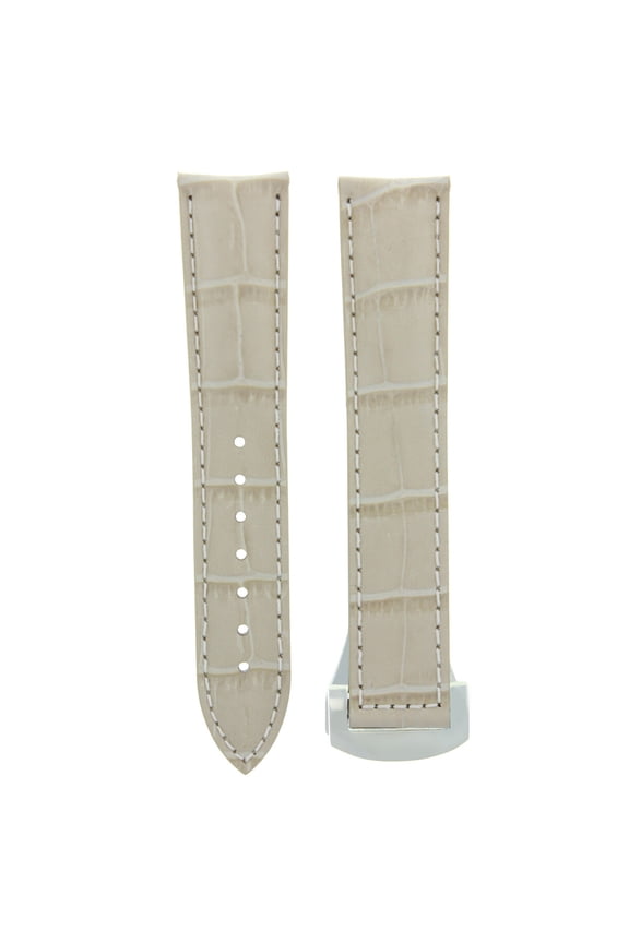 20MM LEATHER BAND STRAP FOR OMEGA SEAMASTER SPEEDMASTER MOON + CLASP BEIGE WS