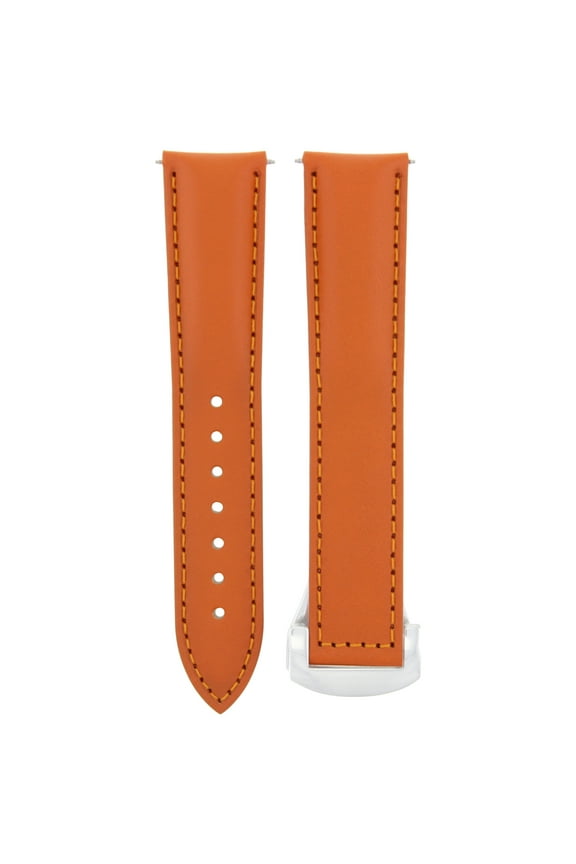 20MM LEATHER BAND STRAP FOR OMEGA SPEEEDMASTER MOON DEPLOYMENT CLASP ORANGE