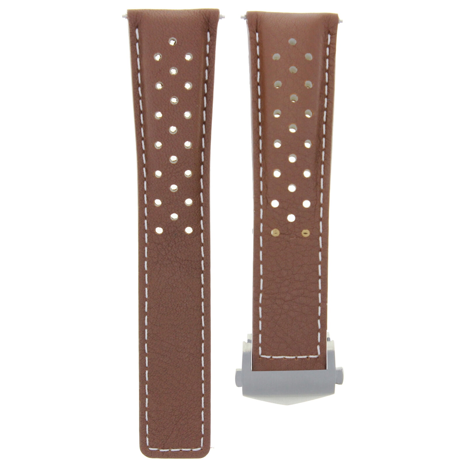 20mm Brown Leather Watch Band – Genuine Italian Calf, Fits Tag Heuer Carrera Monaco, Deployment Clasp