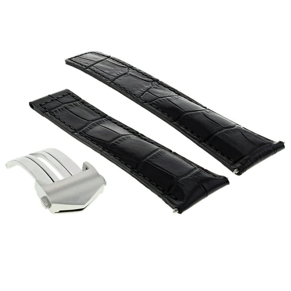 20MM LEATHER BAND STRAP FOR TAG HEUER CARRERA CV2010 DEPLOYMENT CLASP BLACK