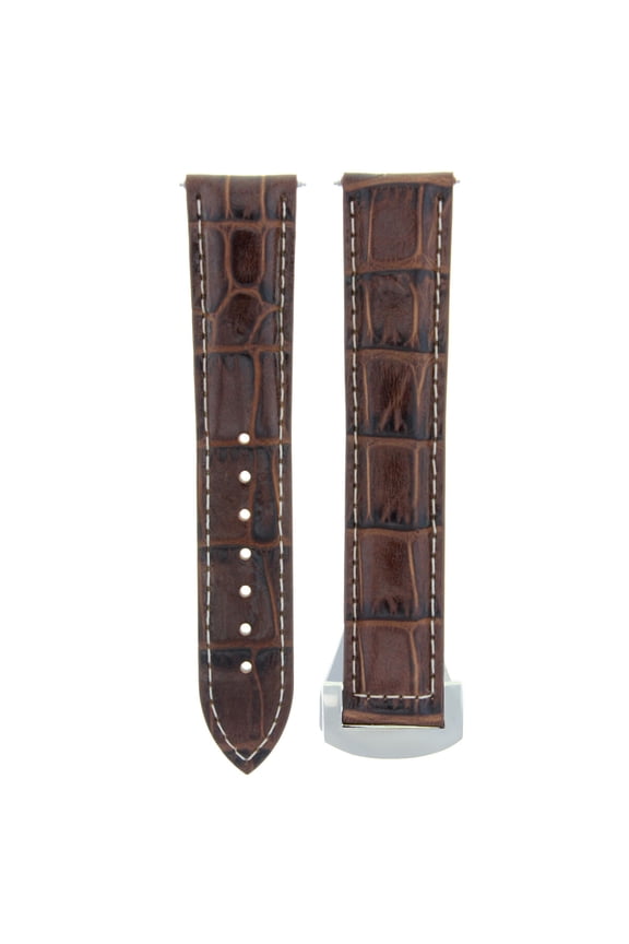 20MM LEATHER STRAP BAND DEPLOY BUCKLE FOR 41MM OMEGA SEAMASTER PLANET L/BROWN WS