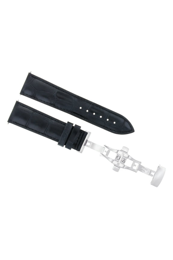 20MM LEATHER STRAP WATCH BAND FOR BAUME MERCIER CAPELAND 10082 10084 CLASP BLACK