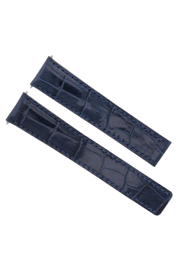 20MM LEATHER STRAP WATCH BAND FOR BREITLING PILOT DEPLOYMENT CLASP 20/18 BLUE