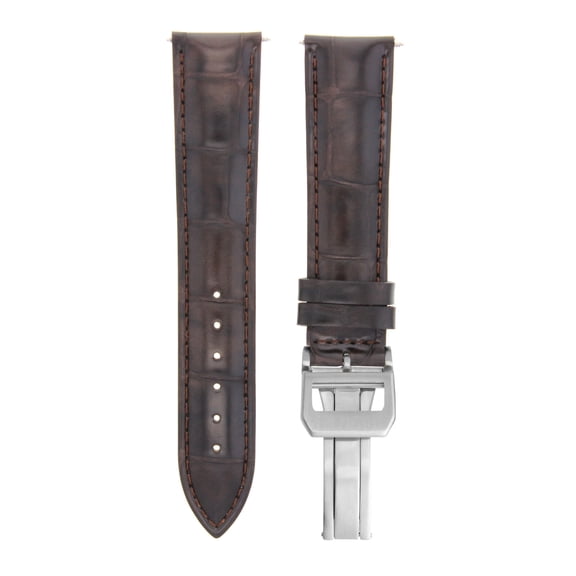 20MM LEATHER STRAP WATCH BAND FOR IWC PORTUGUESE DEPLOYMENT CLASP DARK BROWN