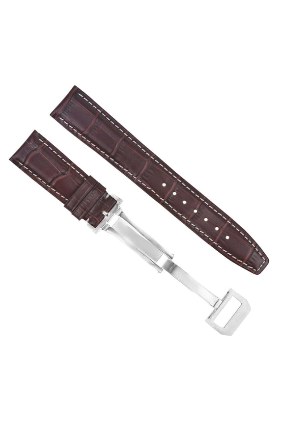 20MM LEATHER WATCH BAND STRAP DEPLOYMENT CLASP FOR IWC PILOT PORTUGUESE BROWN WS