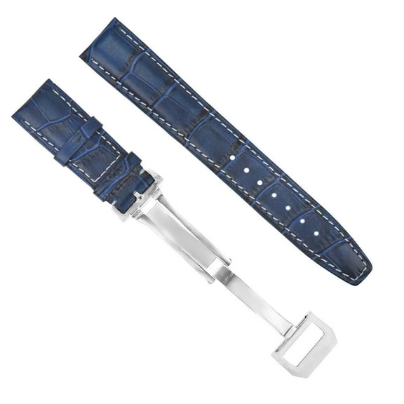 20MM LEATHER WATCH BAND STRAP DEPLOYMENT FOR IWC PILOT PORTUGUESE WATCH BLUE WS