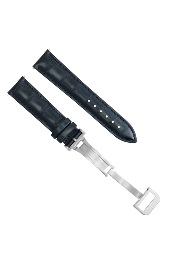 20MM LEATHER WATCH BAND STRAP FOR IWC PILOT PORTUGUES DEPLOYMENT CLASP D/BLUE