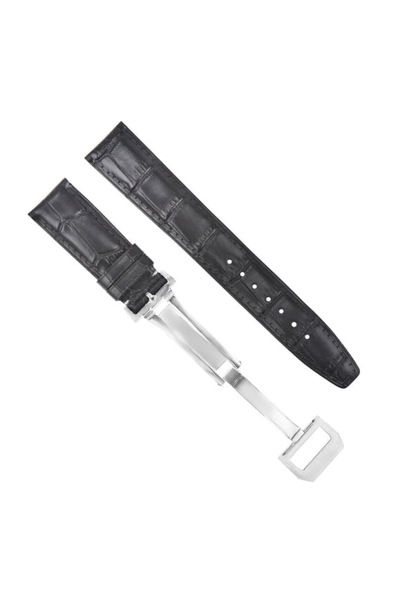 20MM LEATHER WATCH BAND STRAP FOR IWC PILOT PORTUGUESE DEPLOYMENT CLASP BLACK