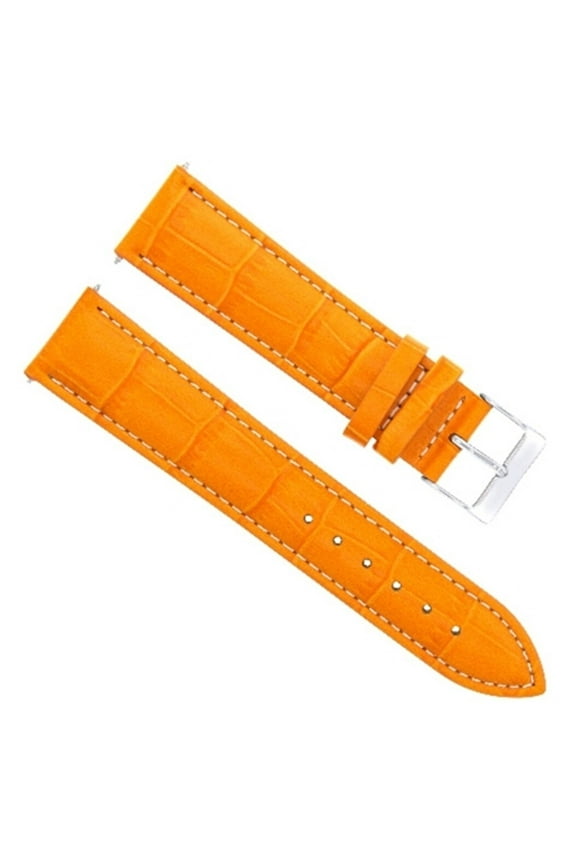 20MM NEW LEATHER BAND STRAP FOR ROLEX WATCH DATE DATEJUST ORANGE WHITE STITCH