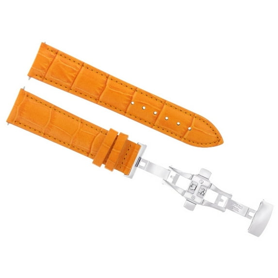 20MM LEATHER WATCH BAND STRAP FOR ROLEX CELLINI DEPLOYMENT CLASP DATE ORANGE