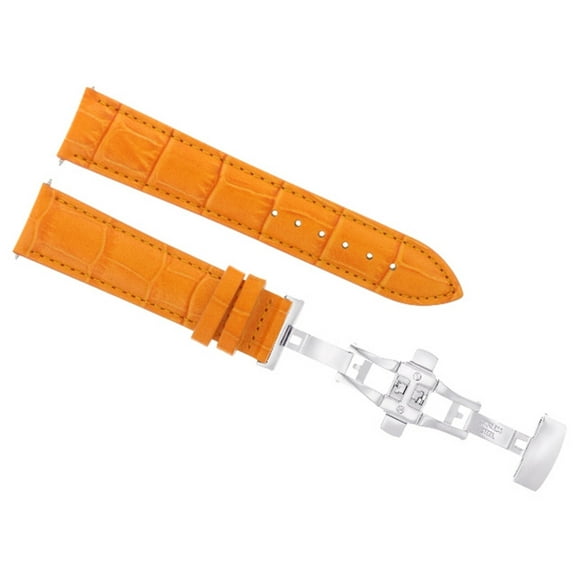 20MM LEATHER WATCH STRAP BAND FOR MOVADO MUSEUM WATCH + DEPLOYMENT CLASP ORANGE