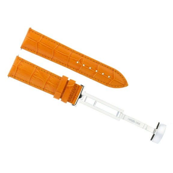 20MM LEATHER WATCH STRAP BAND FOR MOVADO MUSEUM WATCJ  + DEPLOYMENT CLASP ORANGE