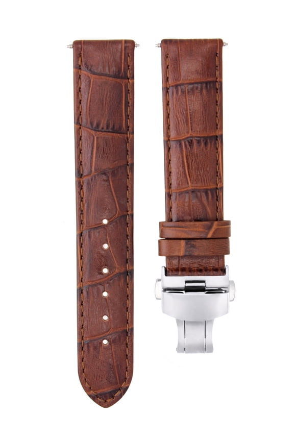 20MM LEATHER WATCH STRAP BAND FOR OMEGA SEAMASTER PLANET OCEAN DE VILLE L/BROWN
