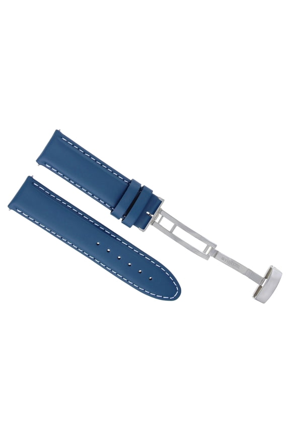 20MM LEATHER WATCH STRAP BAND SMOOTH DEPLOYMENT CLASP FOR TUDOR BLUE WS