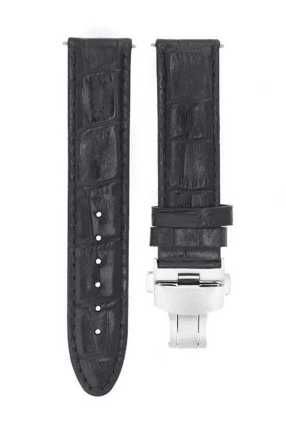 20MM PREMIUM LEATHER WATCH STRAP BAND FOR TUDOR WATCH DEPLOYMNET CLASP BLACK