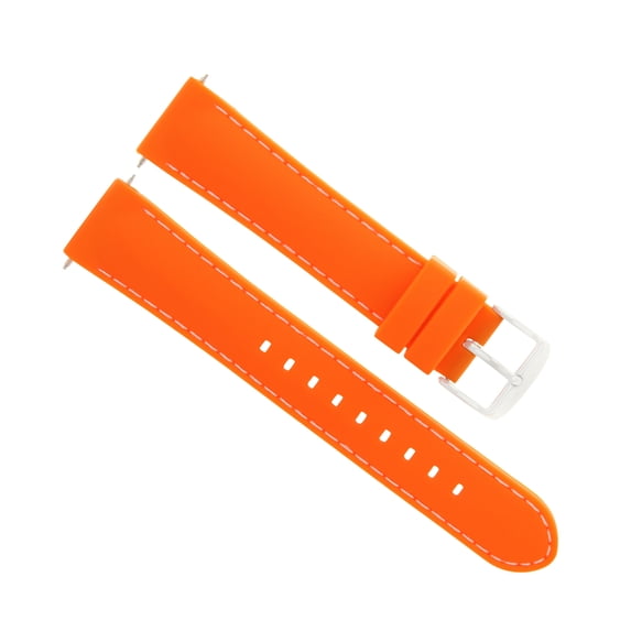 20MM RUBBER DIVER BAND STRAP FOR CITIZEN ECO DRIVE WATCH ORANGE WHITE STITCH