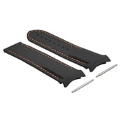 20mm Rubber Diver Watch Band Strap 41mm, Black with Orange Stitching, Compatible With Omega Seamaster Curved End Black