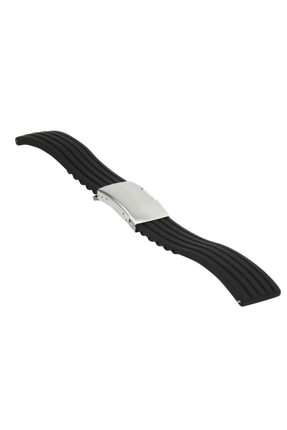 20MM RUBBER BAND STRAP WITH CLASP FOR BREITLING COLT II A17380 BENTELY BLACK