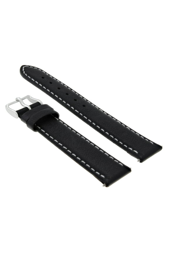 20MM SMOOTH LEATHER BAND STRAP FOR 36MM ROLEX DATE, DATEJUST WATCH BLACK WS