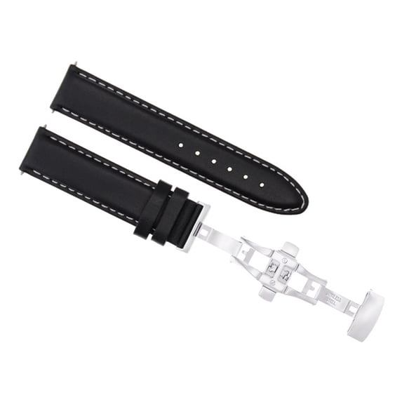 20MM SMOOTH LEATHER WATCH BAND STRAP BRACELET DEPLOYMENT FOR INVICTA BLACK WS