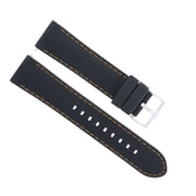 20MM SOFT RUBBER DIVER BAND STRAP, Black with Orange Stitching, Silver Buckle, Compatible With CERTINA DS PODIUM BLACK ORANGE STITCH