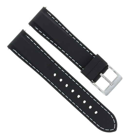 20MM SOFT RUBBER DIVER BAND STRAP FOR INVICTA RUSSIAN 7436 BLACK WHITE STITCHING