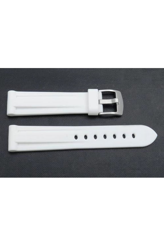 20MM WHITE HEAVY DUTY SILICONE RUBBER SPORT WATCH BAND
