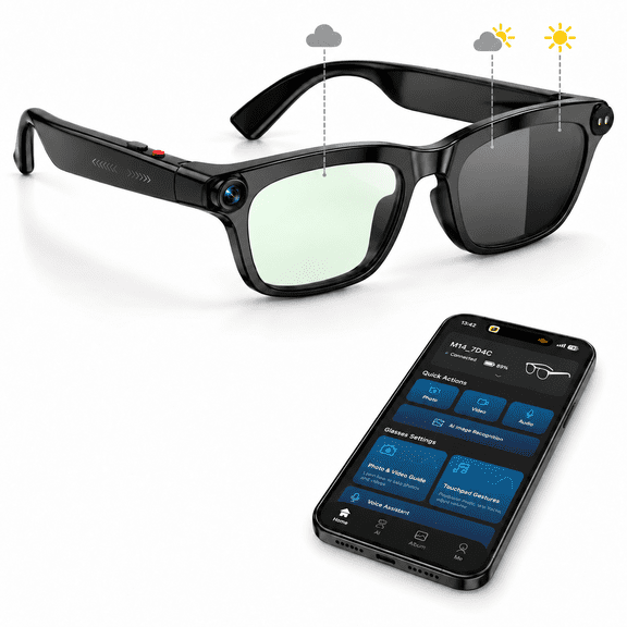 20MP HD Smart Camera Glasses, Eis Stabilized Video Recording, 139-Language AI Translation, Bluetooth Voice Assistant for Vlogging Travel Outdoor