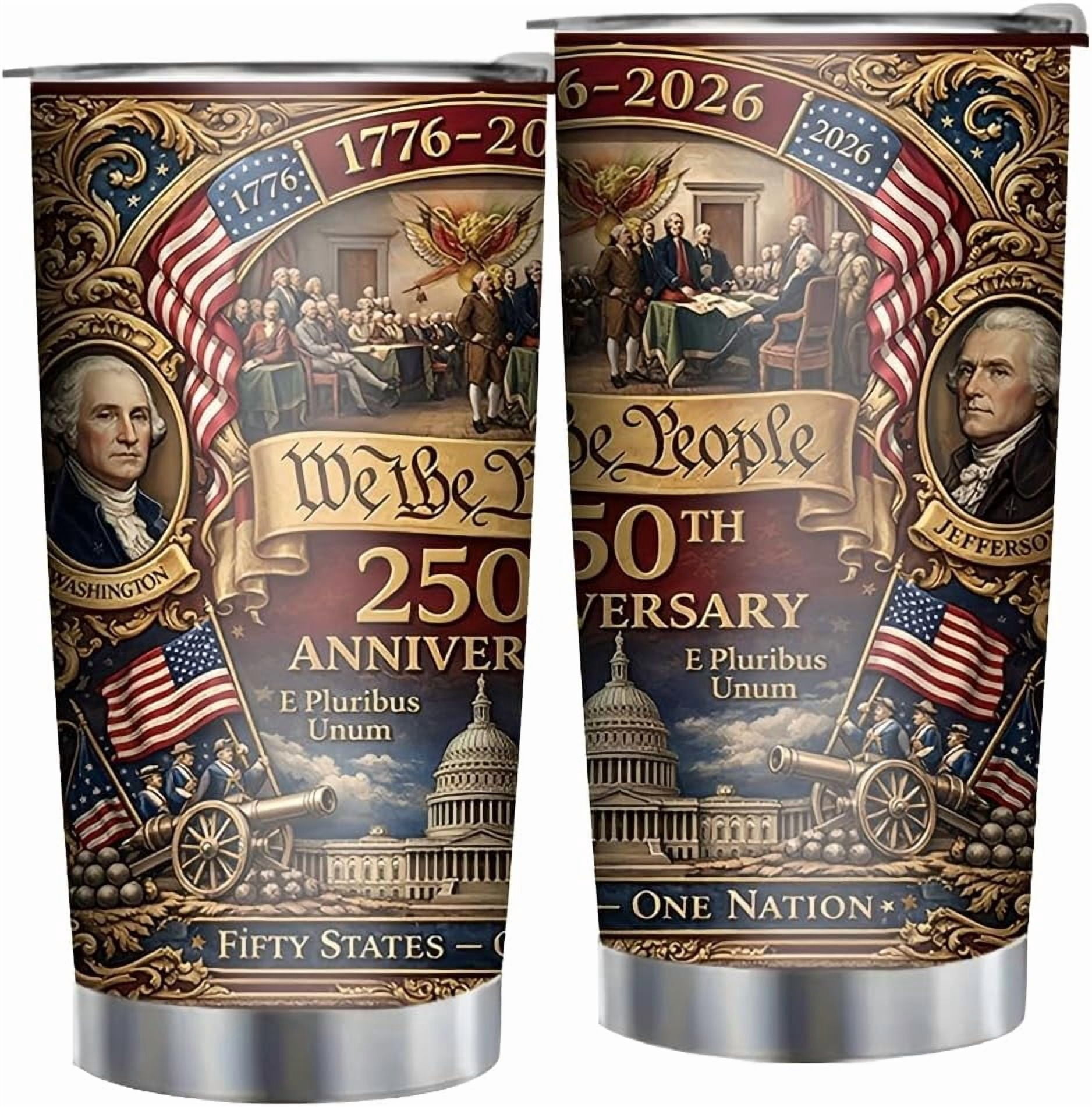20OZ 250th Tumbler, 250 Anniversary USA Tumbler - American Flag Patriotic Stainless Steel Insulated Travel Mug with Lid, 1776–2026 Commemorative Gift for Men Dad Husband Grandpa (ZX-YM022)