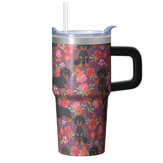 20OZ Dog Design Travel Tumbler with Handle Straw and Lid Paw Print Coffee Mug for Women Friends Unique Holiday Birthday Gifts Durable and Long Lasting