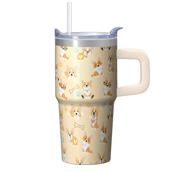 20OZ Dog Design Tumbler with Handle Straw and Lid Paw Print Travel Tumbler Cute Coffee Cup for Women Friends Unique Holiday Birthday Gifts Durable and Long Lasting