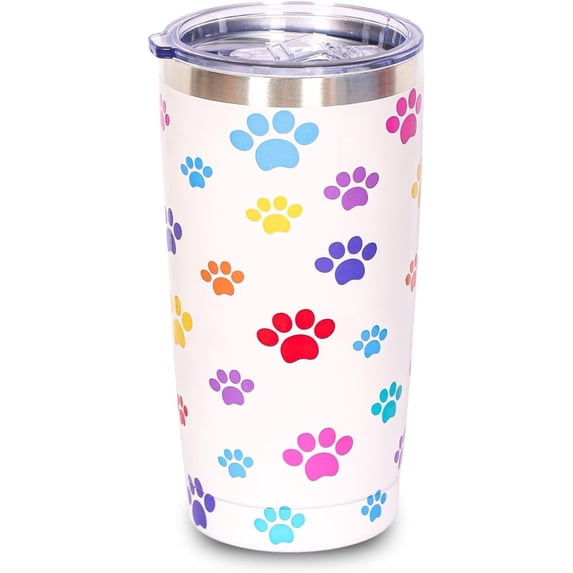 20OZ Dog Mom Tumblers Paw Print Travel Mug with Lid Double Wall Insulatied Coffee Tumbler for ICold & Hot Beverage Mug Gifts for Dog Lover (Paw print)