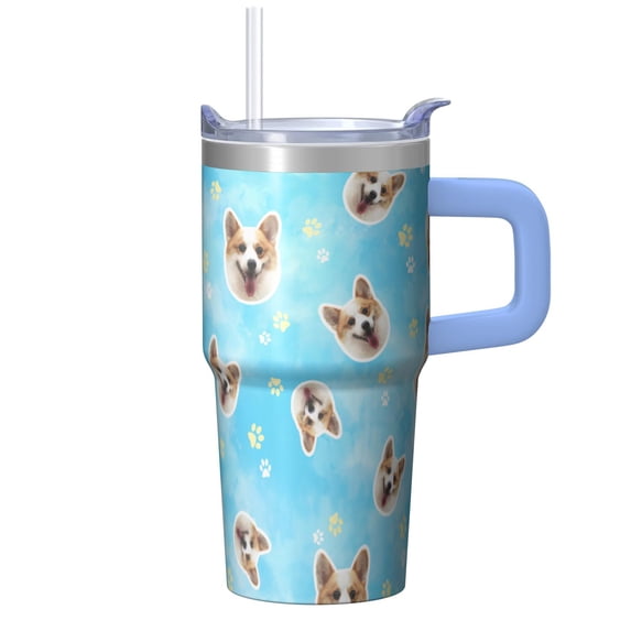 20OZ Dog Pattern Birthday Tumbler with Handle Stainless Steel Double Wall Cup Unique Birthday Christmas Gifts for Dog Lovers Women Men Maintains Hot and Cold Drink Temperatures