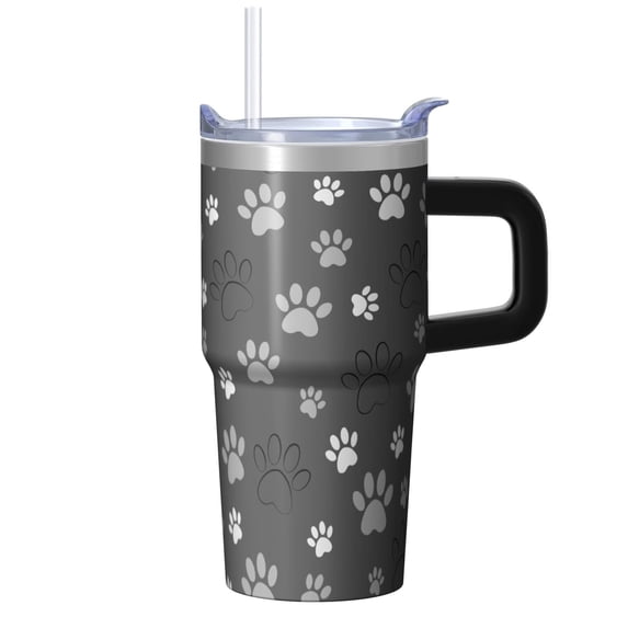 20OZ Dog Paw Daily Use Tumbler with Handle Insulated Stainless Steel Cup Great Dog Lover Gifts Unique Birthday Christmas Presents for Women Men Perfect for Everyday Hydration Needs
