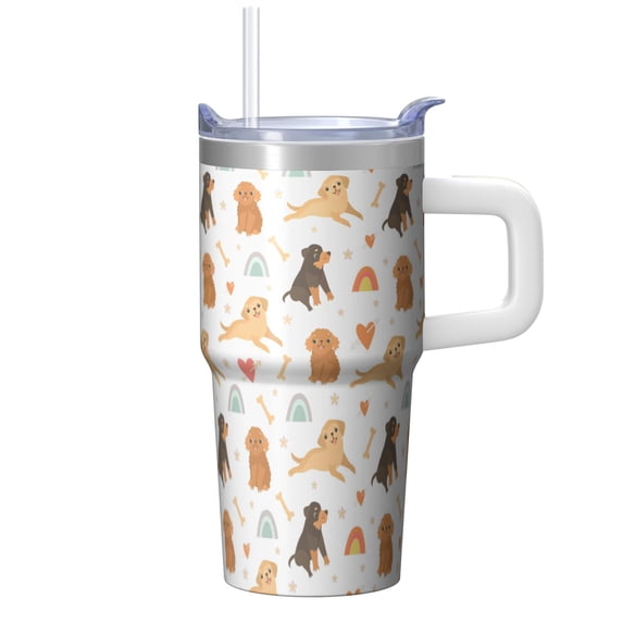 20OZ Dog Paw Insulated Tumbler with Handle Stainless Steel Double Wall Cup Great Dog Lover Gifts Unique Birthday Christmas Presents for Women Men Maintains Hot and Cold Drink Temperatures
