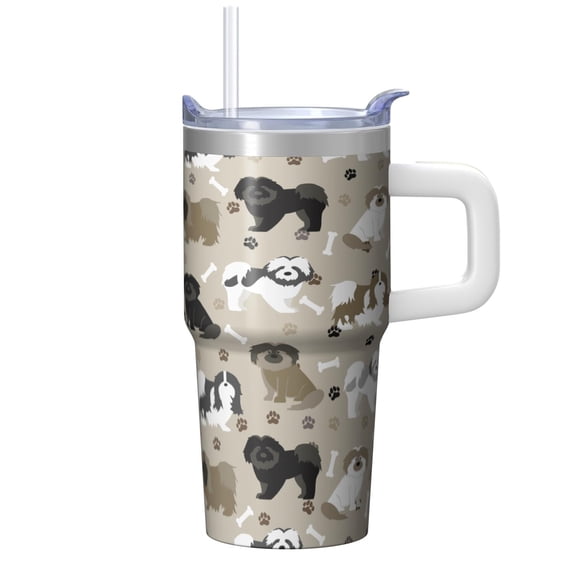 20OZ Dog Themed Hot Drink Tumbler with Handle Stainless Steel Insulated Cup Special Dog Lover Gifts Unique Birthday Christmas Presents for Dog Lovers Women Men Portable and Easy to Carry