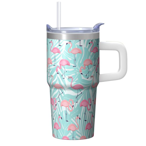 20OZ Flamingo Cup with Handle Durable Insulated Tumbler Gifts for Women Flamingo Lovers Suitable for Birthday Christmas Occasions Daily Drinks