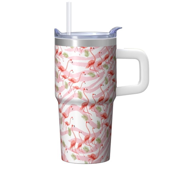 20OZ Insulated Flamingo Coffee Mug Stainless Steel with Handle Tumbler Cup Sweat Resistant Keeps Drinks Hot Cold Ideal for Daily Use Gifts for Women Girls on Birthday Christmas Summer