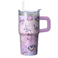 thumbnail image 1 of 20OZ Insulated Purple Butterfly Coffee Mug with Handle Stainless Steel Travel Tumbler Gift for Women Girls on Birthday Christmas Home Office Commute, 1 of 6